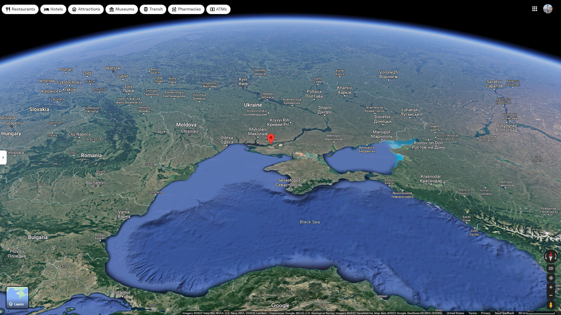 Carte satellite de Kherson